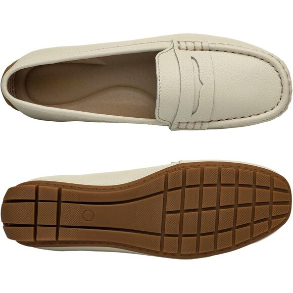 Kordal Women's Beige Leather Comfortable & Lightweight Penny Loafers Flats - Picture 8 of 9